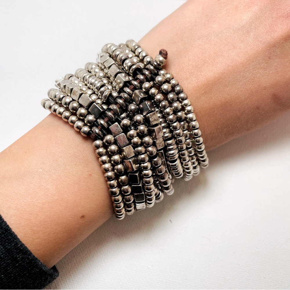 UNO de 50 Silver-Tone Multi-Strand Beaded Bracelet